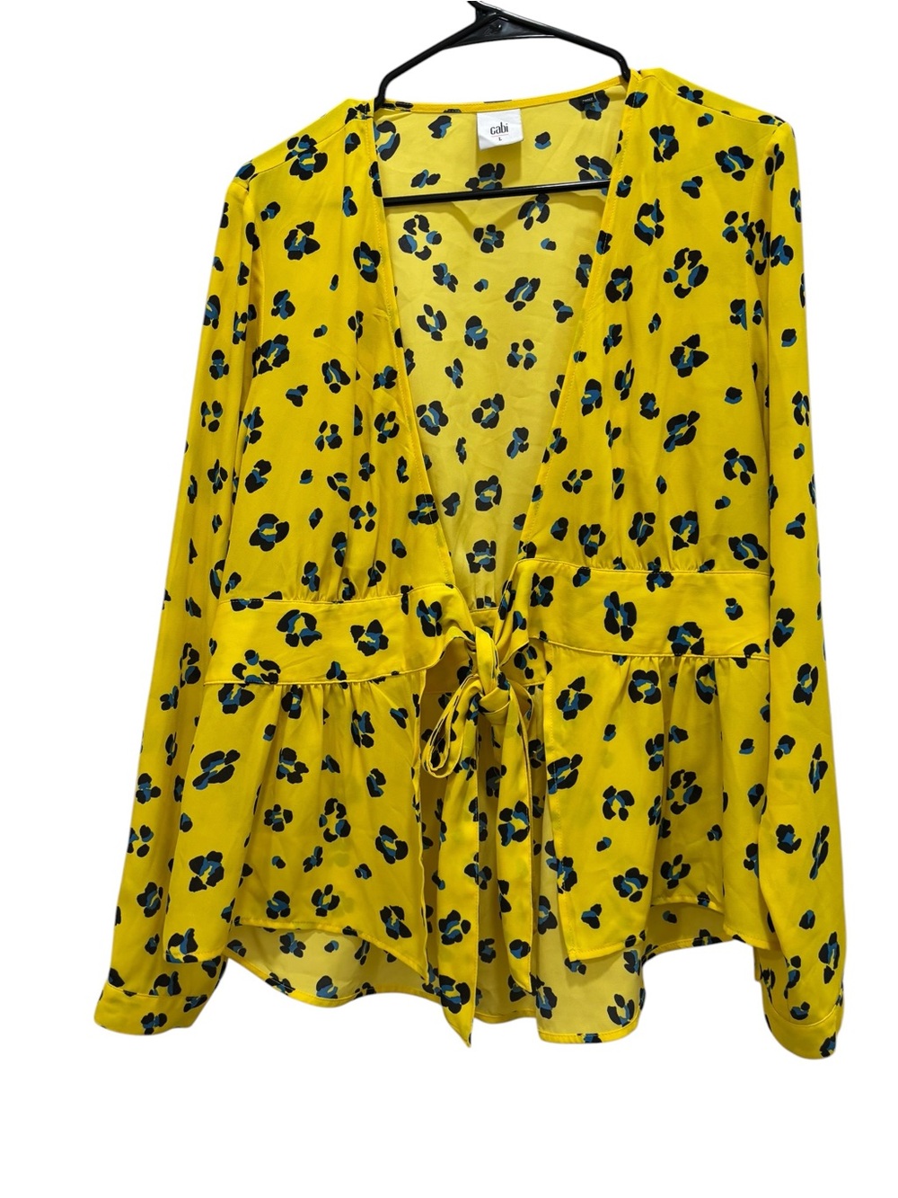 cabi Yellow Floral Tie-Front Blouse
